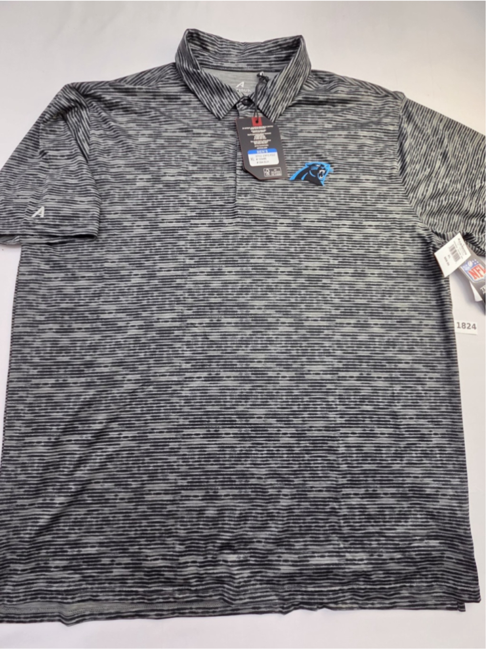 Carolina Panthers Antigua Static Polo Men’s XL Gray Black NFL NWT 1824